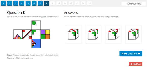 Spatial awareness testing interface